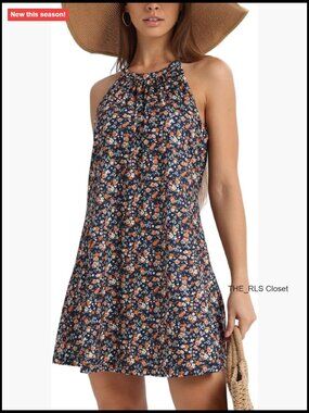 Flowy Halter Mini Dress with Built in Bra - Summer Beach Sundress